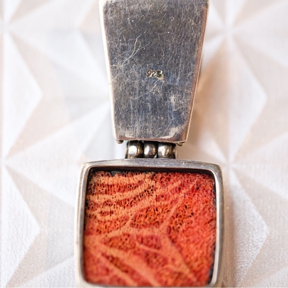 Vintage Sterling Silver Large Coral Pendant BOHEMIAN INSPIRED 🙌🏻✨⏰💭🤝⌛️ - Picture 9 of 16